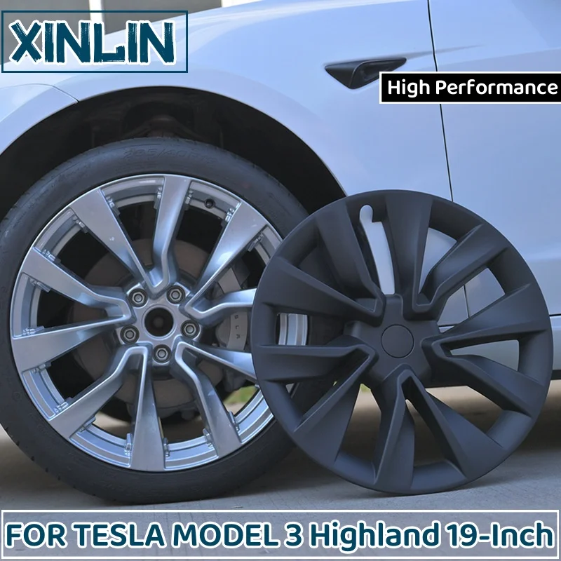 4PCS For New Tesla Model 3 Highland 19-Inch HubCap 2024 Performance Replacement Wheel Cap Automobile Full Rim Cover Accessories