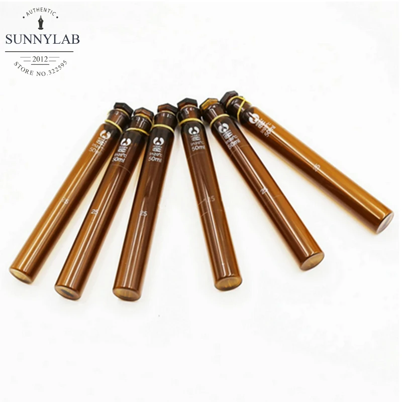 Colorimetric Tube 6Pcs/Lot 5ml 10ml 25ml 50ml Amber Glass Brown Avoid Light Colorimetric Tube For Laboratory Experiment