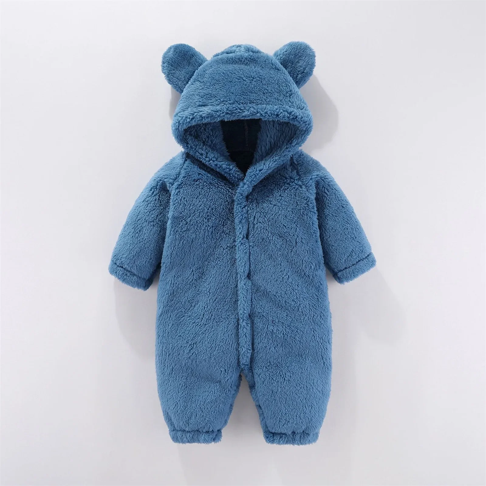 Newborn Baby Boys Girls Bear Hooded Romper Toddler Jumpsuits Winter Warm Thicken Plush Rompers 0-12Month Baby Bodysuit Clothes