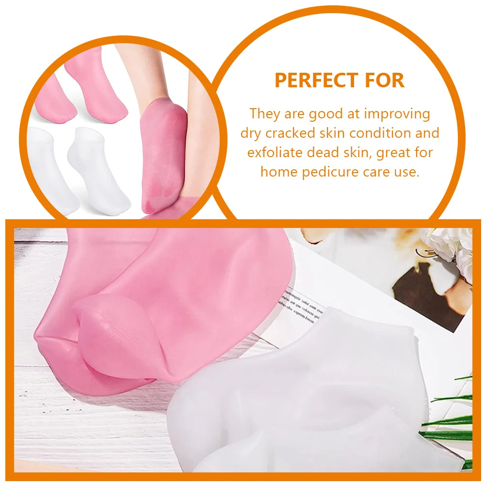 2 Pairs Protection Moisturizing Non-slip Socks Girl Child Foot Scrubber Silica Gel Mask Rough Skin