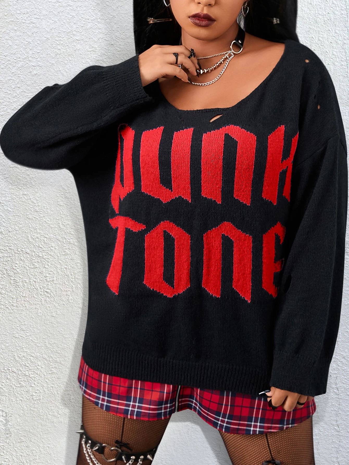 In the fall and winter of 2024 women's new fashion languid is lazy wind coat loose round neck long sleeve knit sweater letters