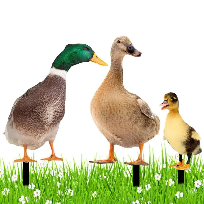 Decorative Duck Stake 2D Yard Sign Acrylic Lawn Art Decorations Outdoor Animal Statue Stakes All-Season Suitable For Swimming