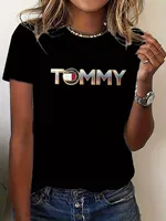 Neck Short Sleeve Polyester Blend - All-Season Comfort Women'S Graphic Print T-Shirt - Casual Crew Casual Streetwear Tops Tees