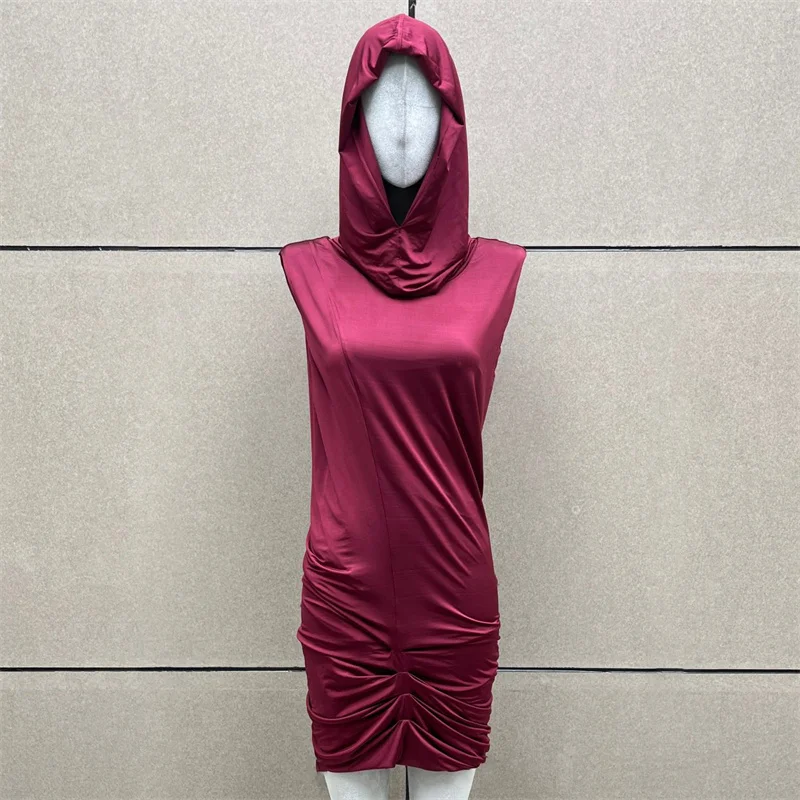

Womens dresses New elastic slim mini dress for summer 2025 casual versatile sleeveless short dresses y2k hooded party dresses