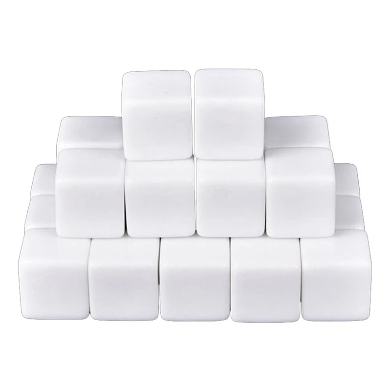 16MM White Acrylic Cubes Blank Dice For Board Games,Math Counting Teaching,Alphabet Numbers Custom Dice Making,48PCS