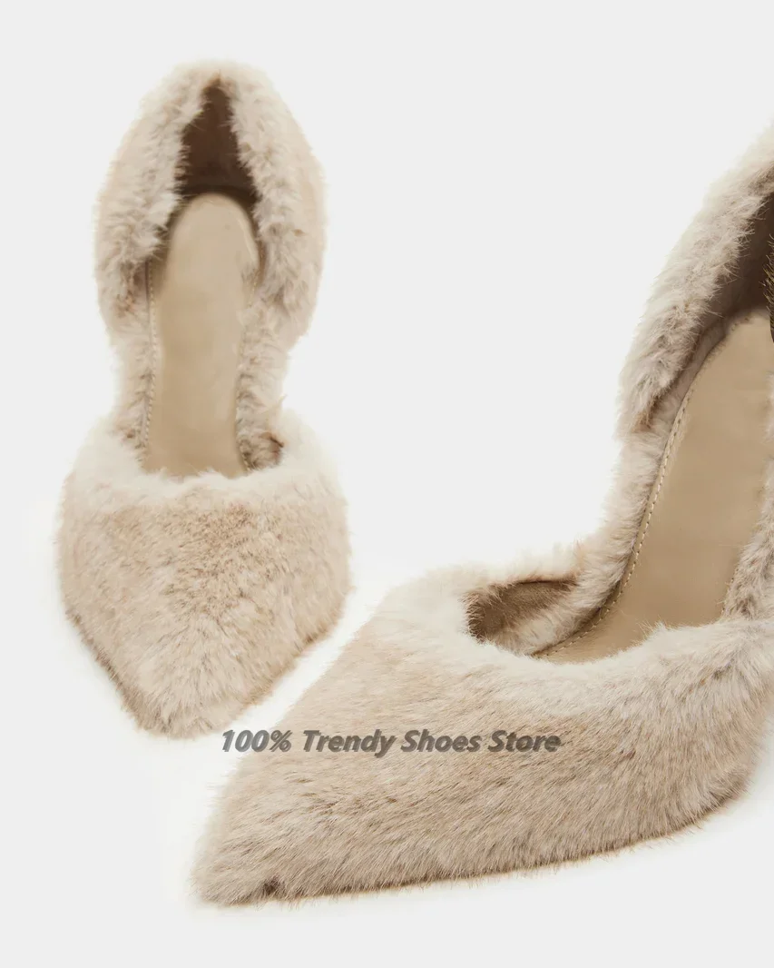 Fashionable Fur One-piece With Follow-up Shoes For Women, Sexy High Heels For Fashion Shows, Hot Selling Women\\\'s Shoes