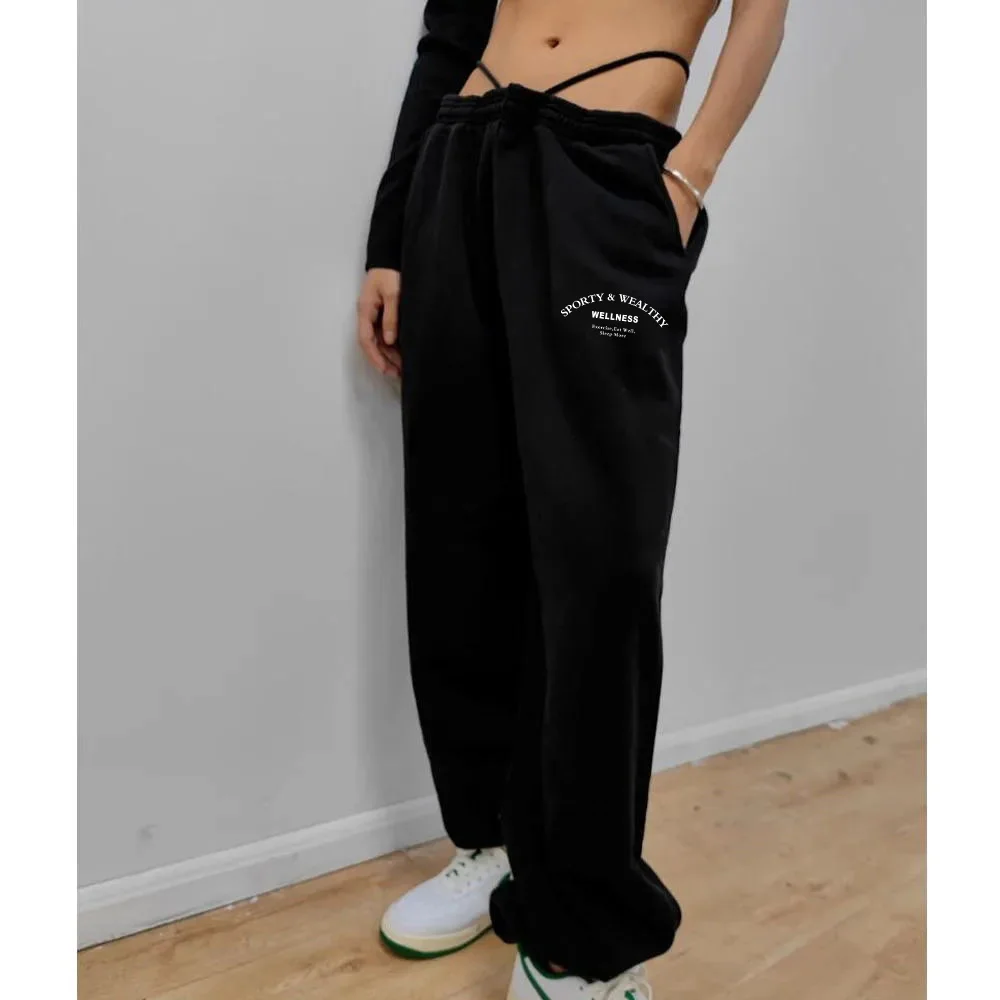 Pantalones de chándal de algodón para mujer, ropa de calle clásica y holgada, Estilo Vintage, hacer tu salud, otoño y primavera