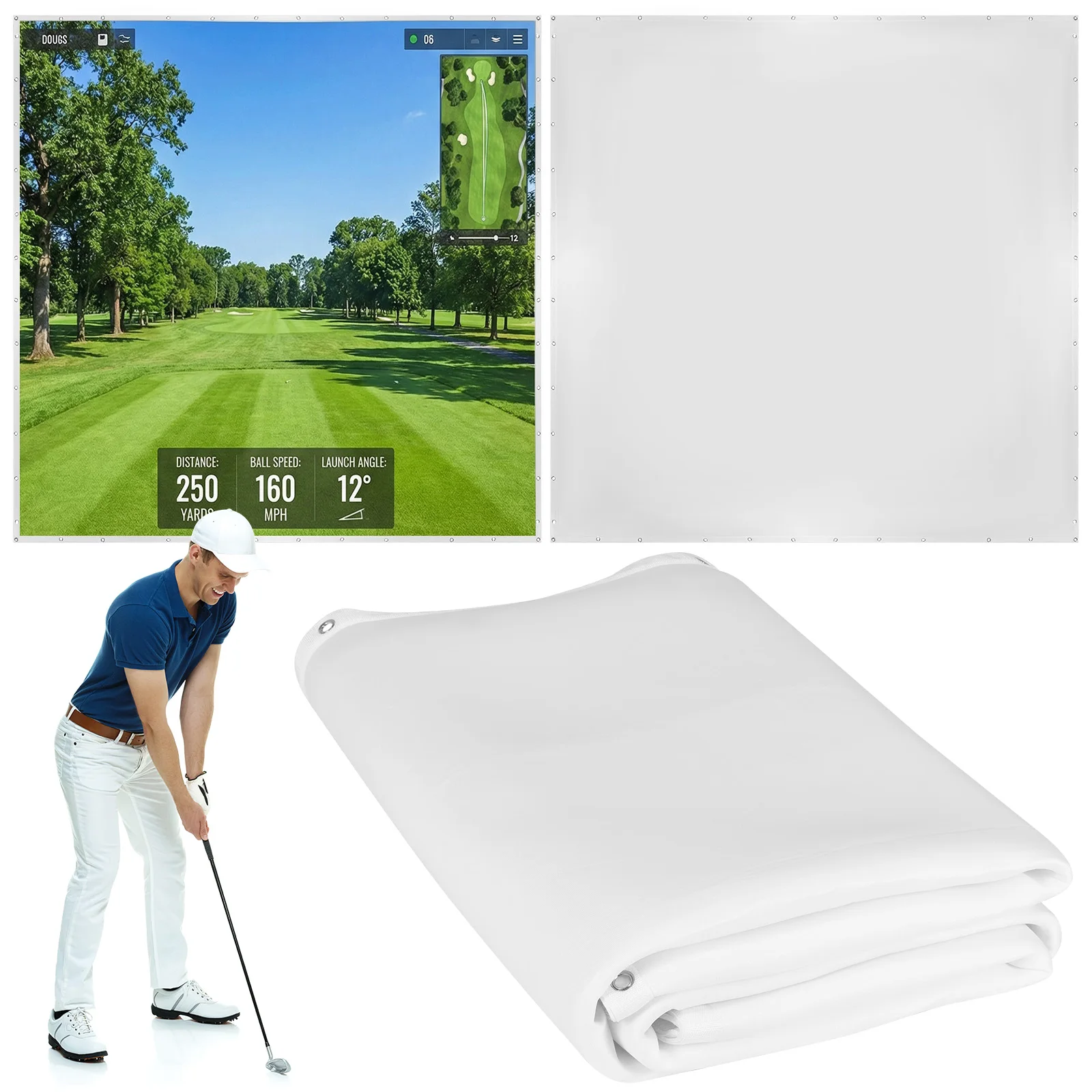 

Экран для симулятора гольфа, простой в установке, фон для тренировок по гольфу для дома, гаража, студии