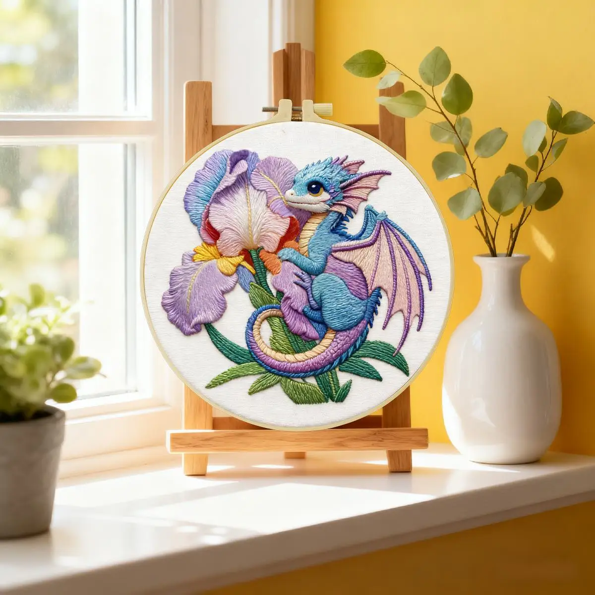 1 Stück 20X20CM/15X15CM 7,87/6,3 Zoll Drachen-Stickerei-Starter-Kit DIY-Kit DIY-Stickerei-Set für Anfänger – Detail 2