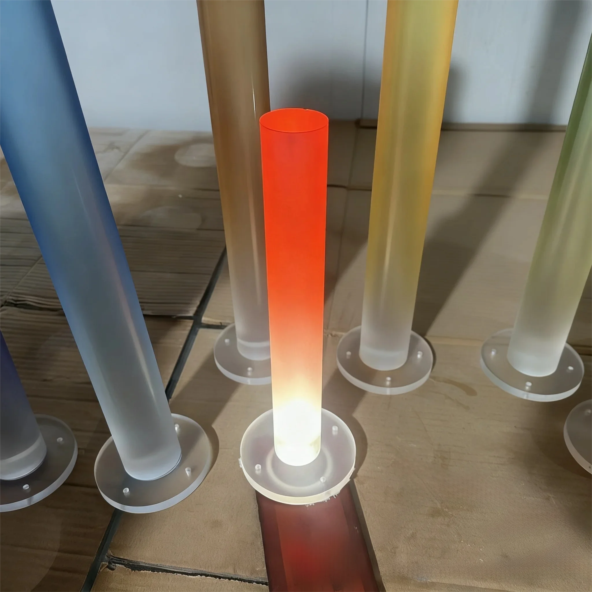 2PCS 나실라이 프로스트 아크릴 도웰 로드, 1.57''x 12'' 길이 그라데이션 컬러, 원통형 라운드 바 DIY 공예용, 테이블 다리용