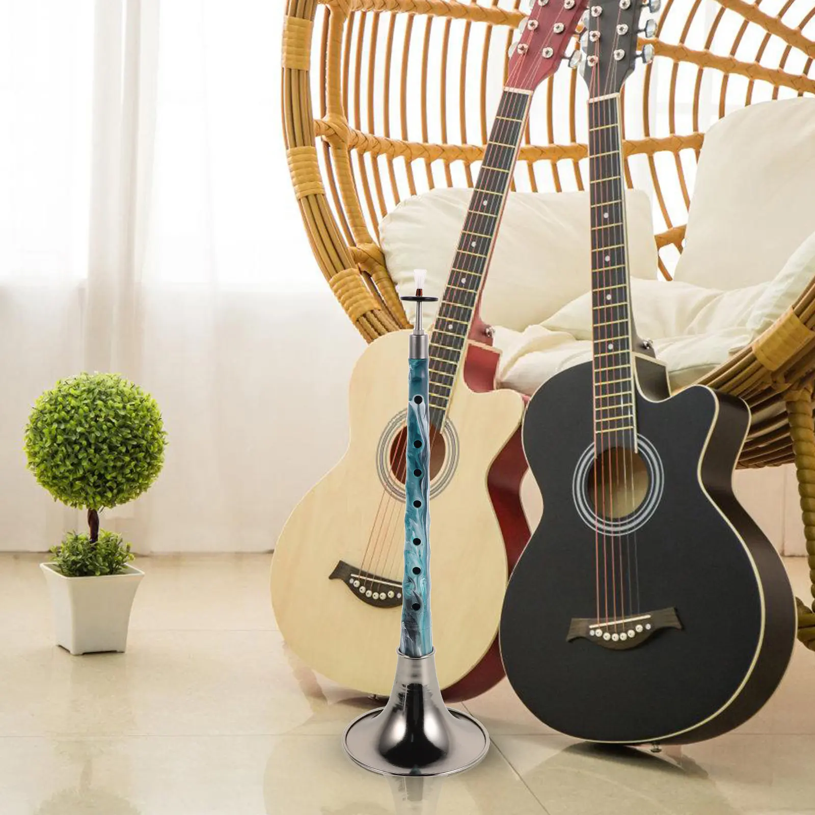 Traditional Chinese Suona Handcrafted Resin Wind Instrument with Exquisite Ink Painting Design for Beginners Students Teachers