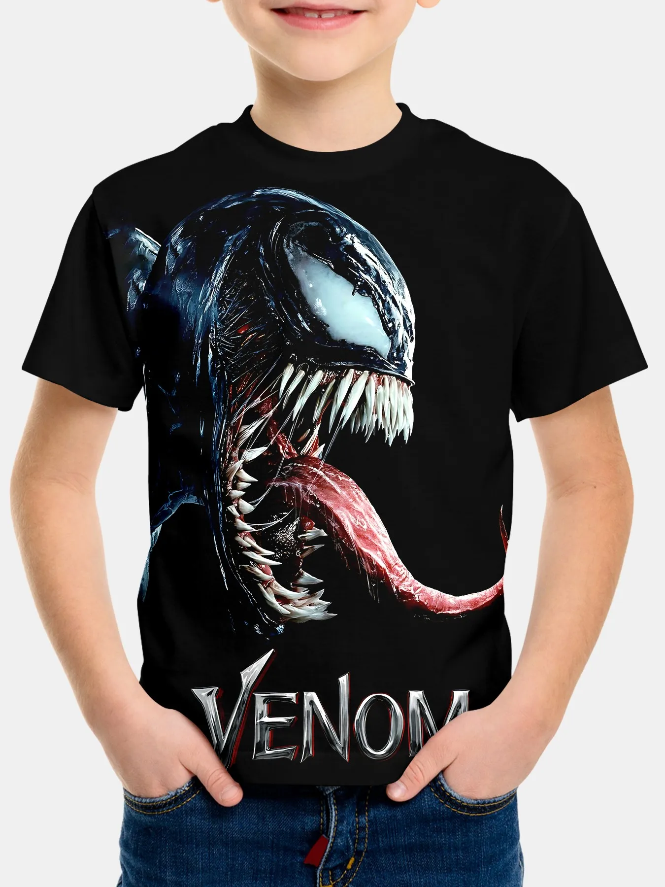 Marvels Venom Print Baby Clothing 5 to 14 Years Male Outdoor Clothes for Children Boy Girl Child T-Shirt Top Shirts