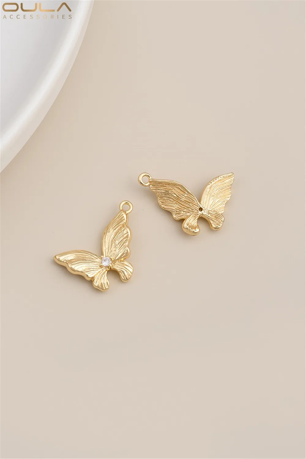 1PCS 14K Gold-plated Fine Texture Ethereal Butterfly Pendant Diy Bracelet Necklace Earrings Handcrafted Jewelry Pendant