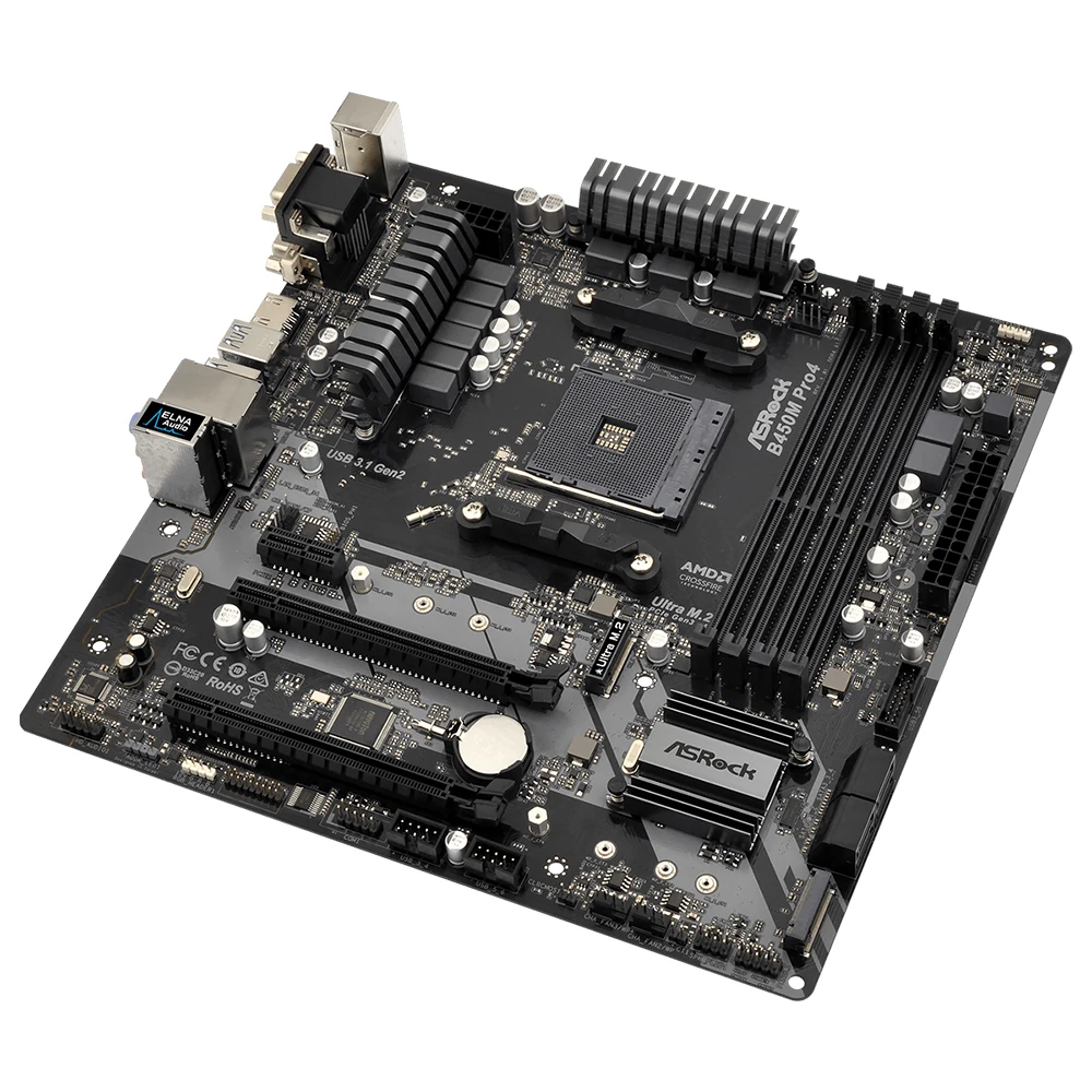 Imagem -03 - Placa-mãe Asrock B450m Pro4 Suporta Ryzen 5600 5600g r7 5700x3d Cpu 2xddr4 3200 Mais Mhz oc Nvme M.2 Sata3 Am4 Placa-mãe