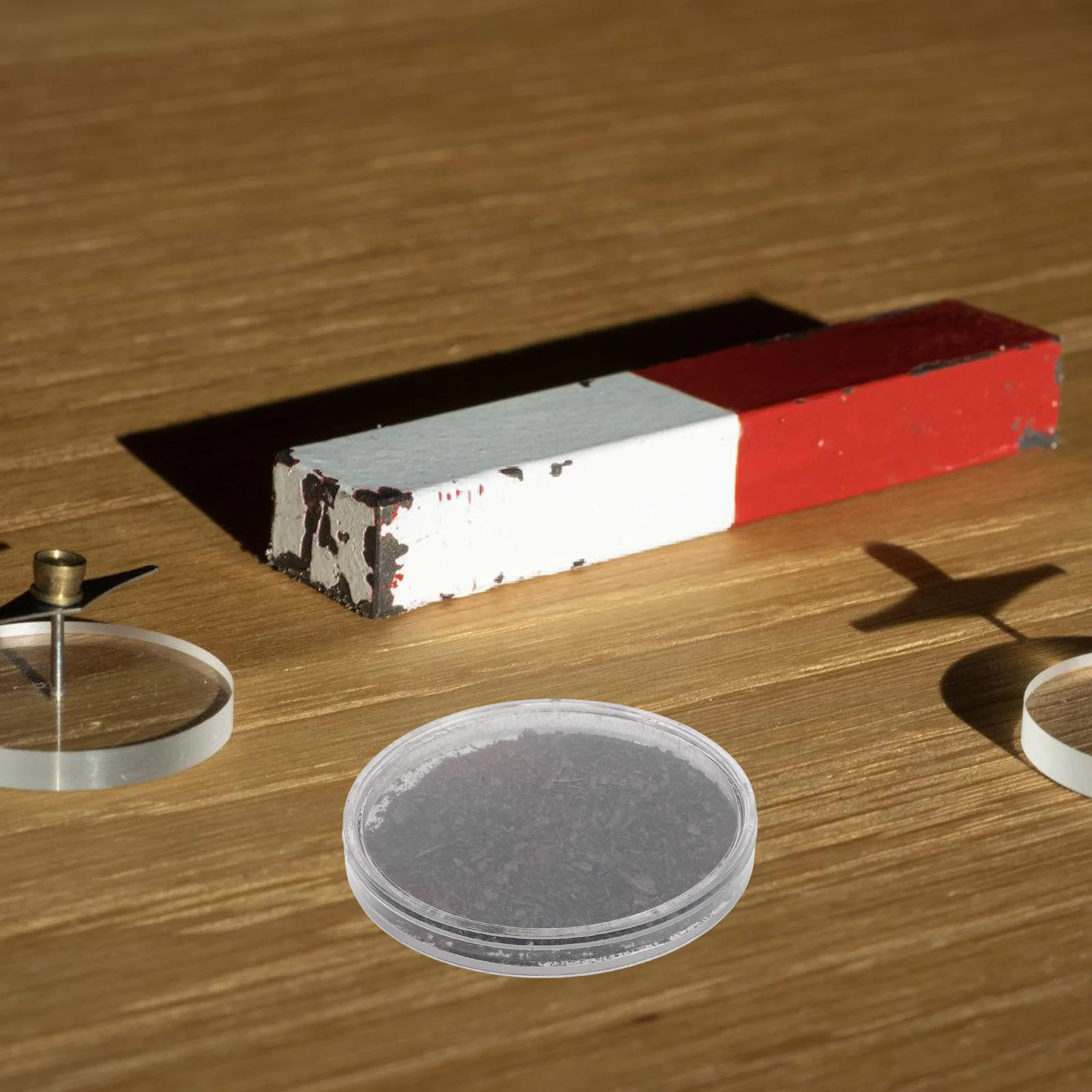 Kit de démonstration de champ magnétique, 1 pièce, boîte en plastique transparente avec poudre de fer pour expériences scientifiques, électromagnétisme