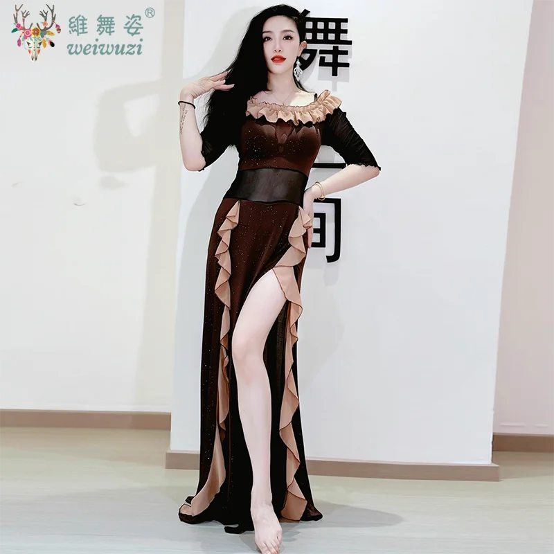 مجموعة ممارسة الرقص الشرقي للنساء، أزياء أداء مزاجية أنيقة للبالغين، ملابس تدريب احترافية للرقص الشرقي