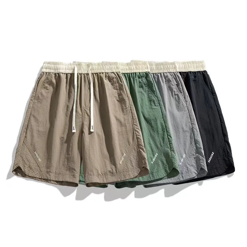 

Летние повседневные модные шорты до колена, мужские летние тонкие свободные широкие брюки с завязками, модные однотонные спортивные шорты, мужская одежда