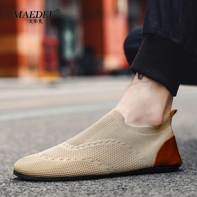 MAEDEF Men's Casual Shoes Light Loafers Black Indoor Breathable Walking Men Shoes Slip on Soft Comfortable Flat for Man Footwear