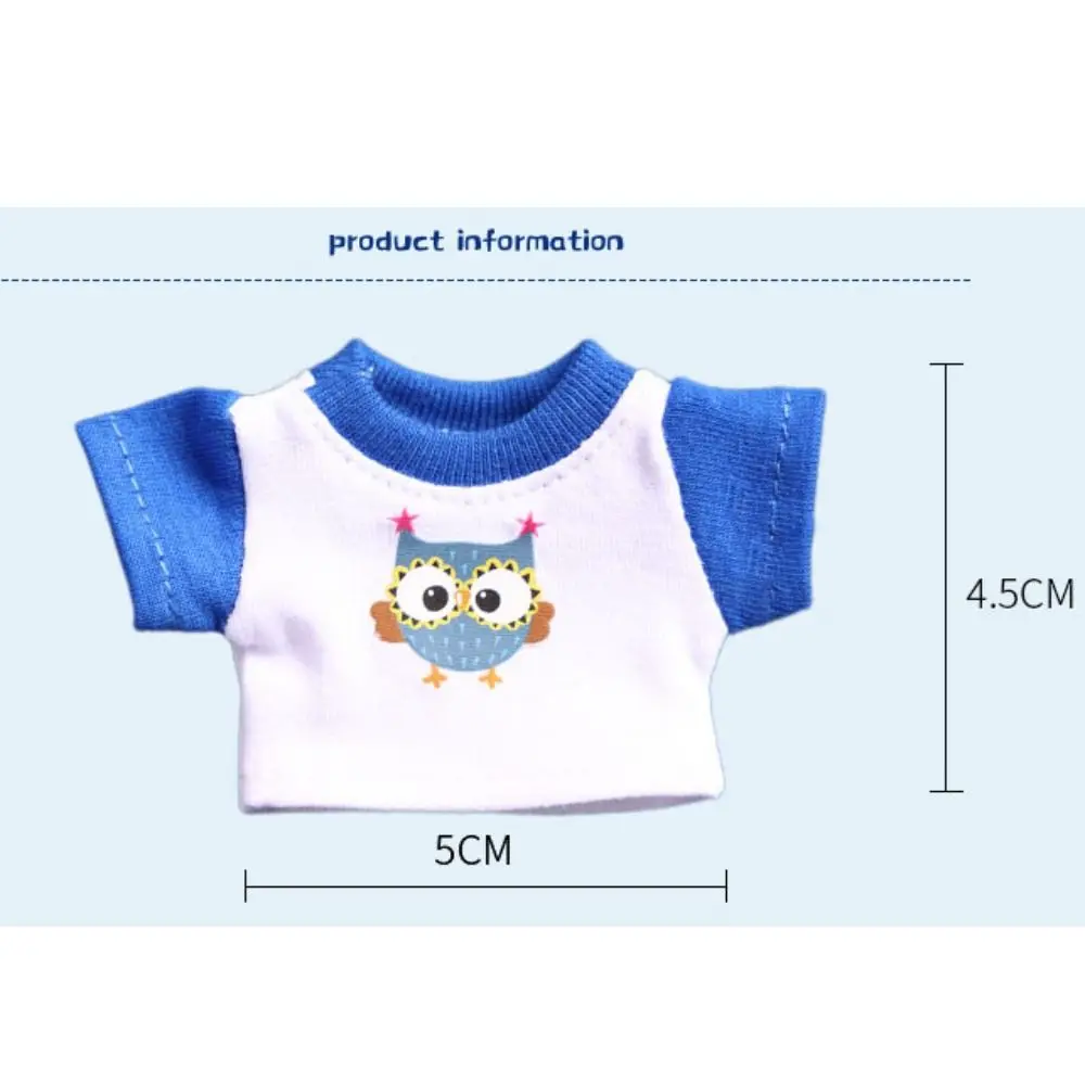 New Owl Pattern Doll Hoodies T-shirt Fashion Style DIY Doll Clothes Elastic Mini Cartoon Clothes For 10cm Cotton Stuffed Dolls