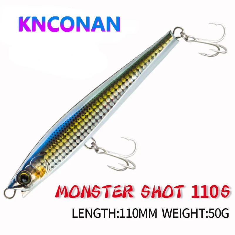 

110mm 50g Heavy Sinking Minnow Pencil Fishing Lure Casting Saltwater Swimbait Monster Shot Laser Pesca Artificial Baits Tackle