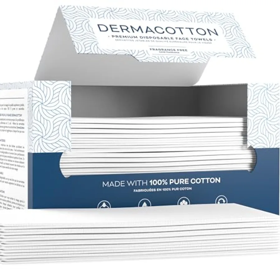 100% Pure Cotton Face Towels Large Disposable Wash Cloths for Face Washing, Makeup Removal and Acne Care Ultra Soft, Hypoallerg