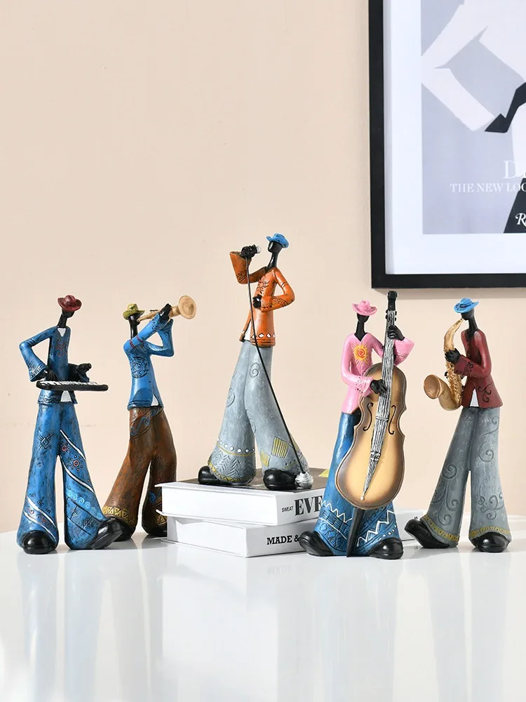 Europe Band Music Combination Figure Ornaments Resin Miniature Figurines for Fairy Garden Decor Arts And Crafts Living Room