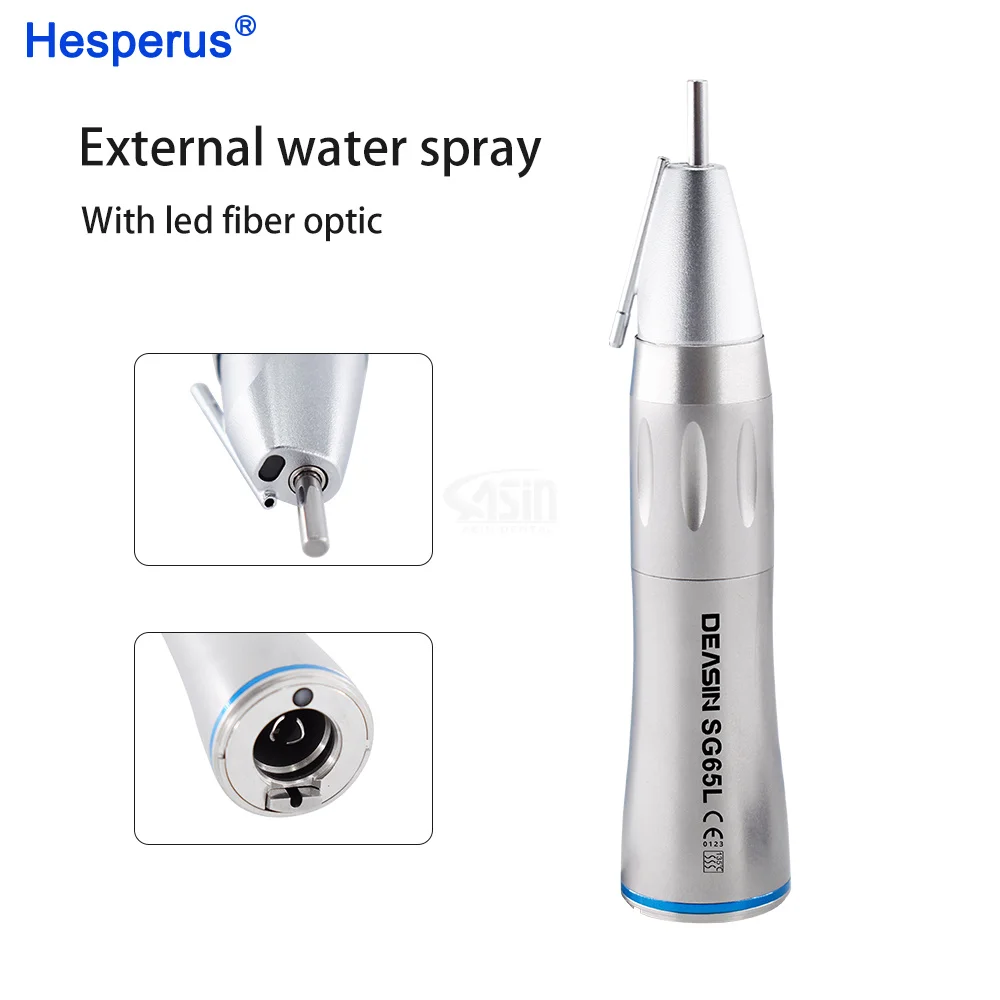 Dental Fiber optic surgical straight handpiece SG65L 1:1 blue ring with external Irrigation for dental imp lant micromotor