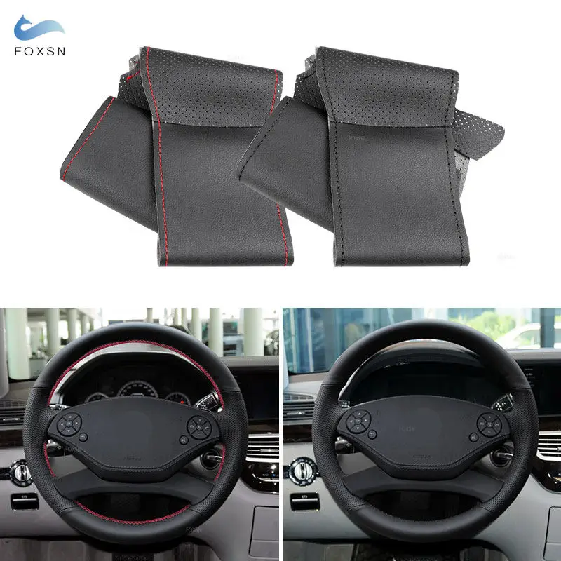 

Car Steering Wheel Cover For Mercedes Benz S Class W221 2009-2013 CL-Class C216 2010-2014 Microfiber Perforated Leather Trim