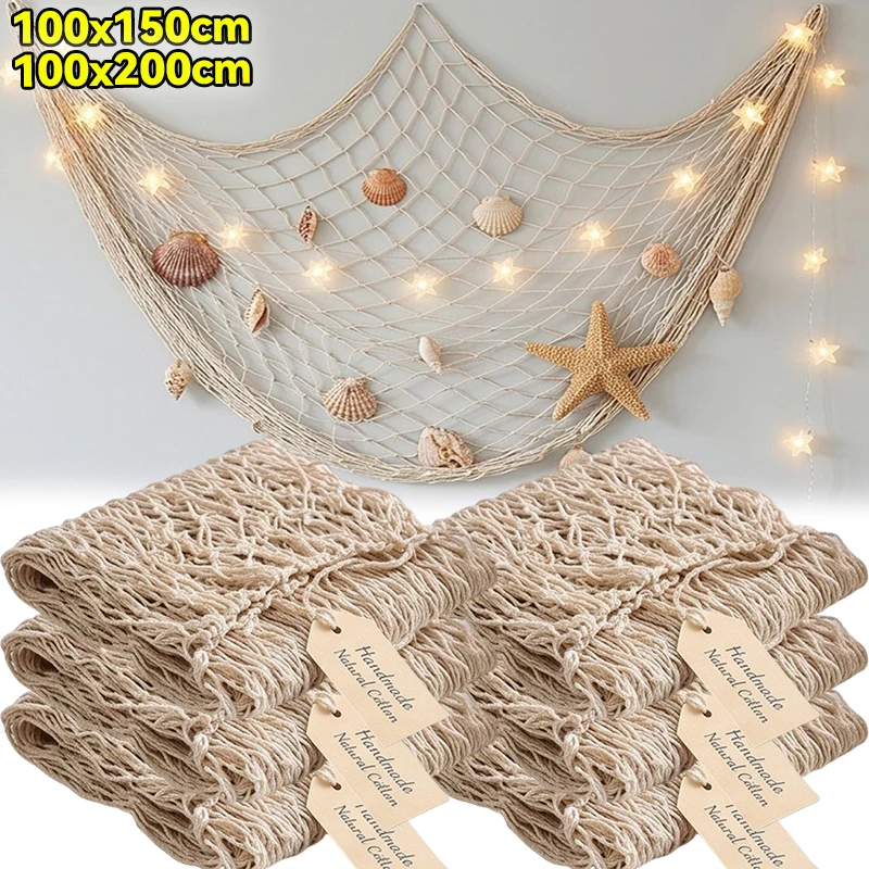 Wall Hanging Fishing Net Pirate Mermaid Beach Themed Fish Net Decorations Home Bedroom Hawaiian Ocean DIY Decor Party Supplies