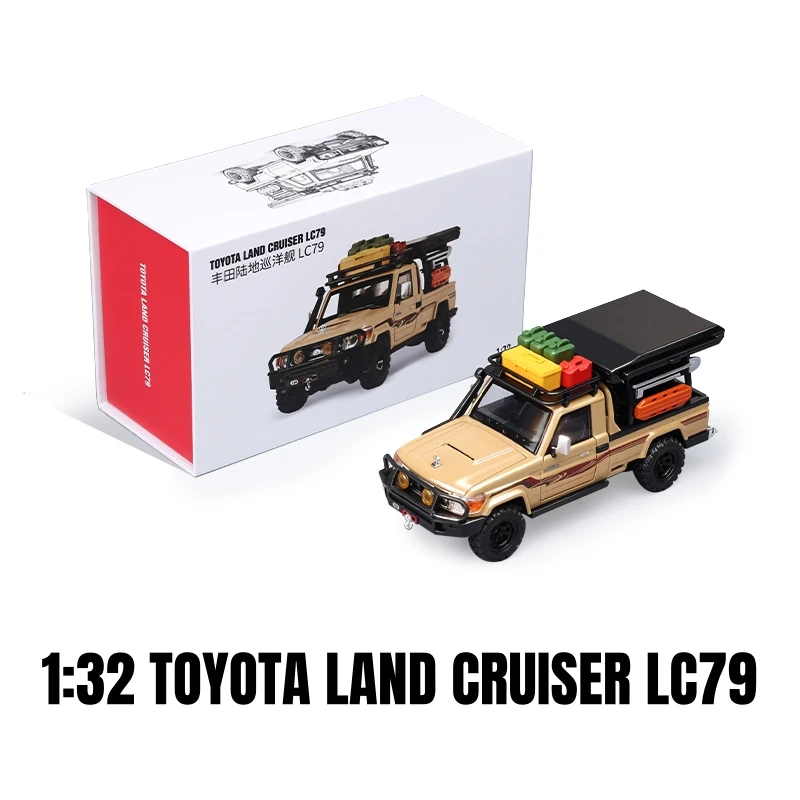 

1:32 TOYOTA Land Cruiser LC79 Camping Off Road Toy Car Diecast Alloy Miniature Pull Back Sound & Light Collection Model Gift Boy