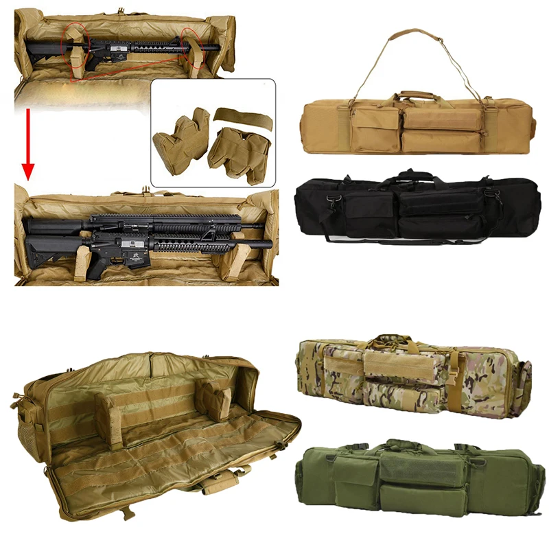 

M249 Тактическая сумка для оружия, большая вместимость, чехол для охотничьего стрельбы, защитный пенопластовый коврик для страйкбола, двойная сумка для переноски винтовки, сумка на плечо
