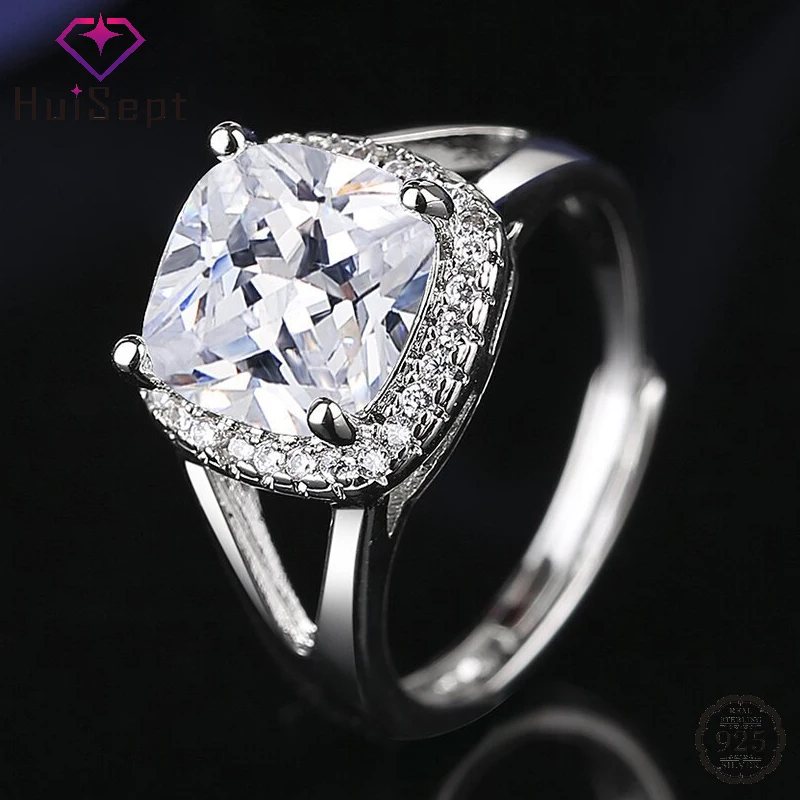 

HuiSept Trendy Jewelry Ring 925 Silver Zircon Accessories for Women Wedding Engagement Promise Party Gift Finger Rings Wholesale