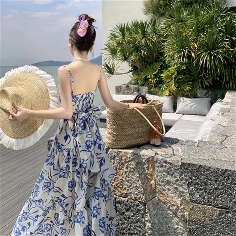 Prom Women Vacation Summer Sleeveless Dress Celadon Print Graceful Socialite Luxury Dresses Roman Holiday Long Dress 2024 New