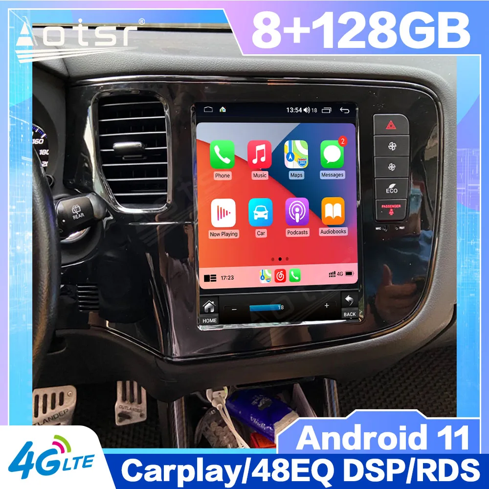 128G Android 11 Tesla Style For Mitsubishi Outlander 3 III 2013 - 2018 Auto Radio Stereo Car Multimedia Player Navigation GPS