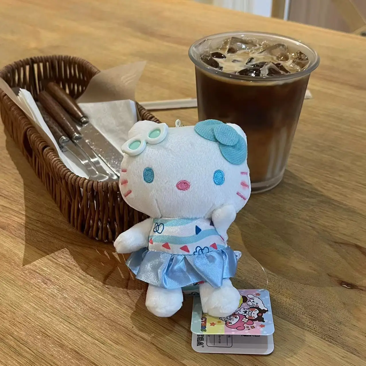 Hello Kitty Giocattoli di peluche con stampa leopardata Zaino Kawaii Portachiavi con ciondolo Accessori Ragazza Compleanno Regali periferici creativi