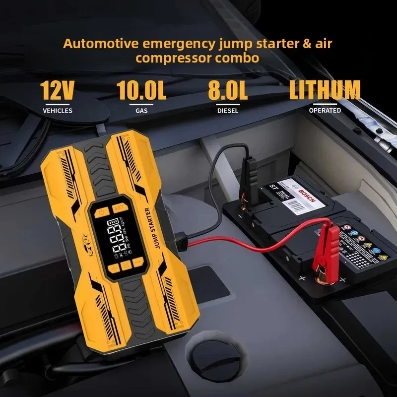 for Multifunctional Car Jump Starter with Air Pump 12V Vehicle Starting Power Supply Portable Inflator and Charger All in One