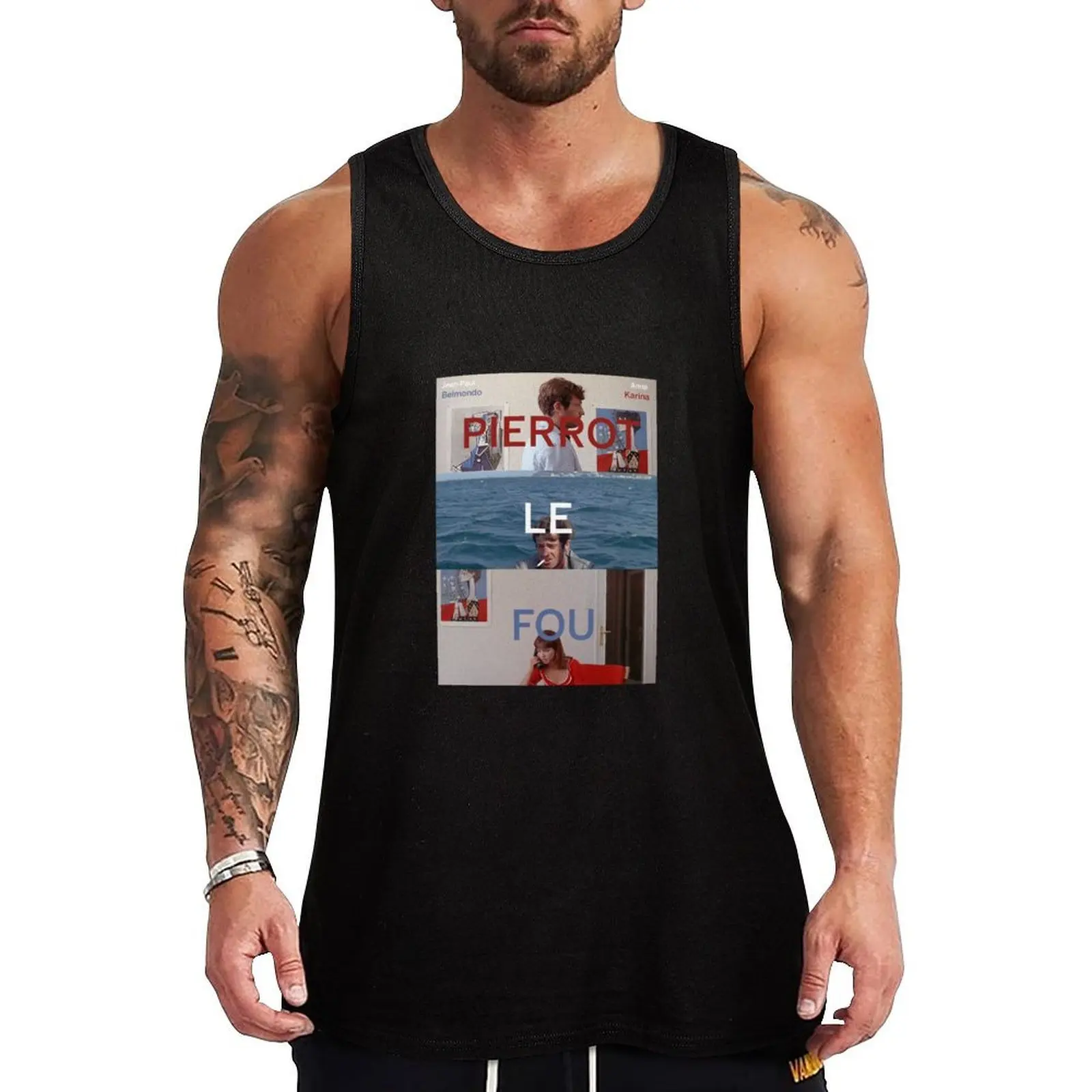 Póster de Pierrot Le Fou, camiseta sin mangas con estampado de texto de Anna Karina y Jean-Paul Belmondo, camiseta sin mangas con estampado de letras, informal, sin mangas