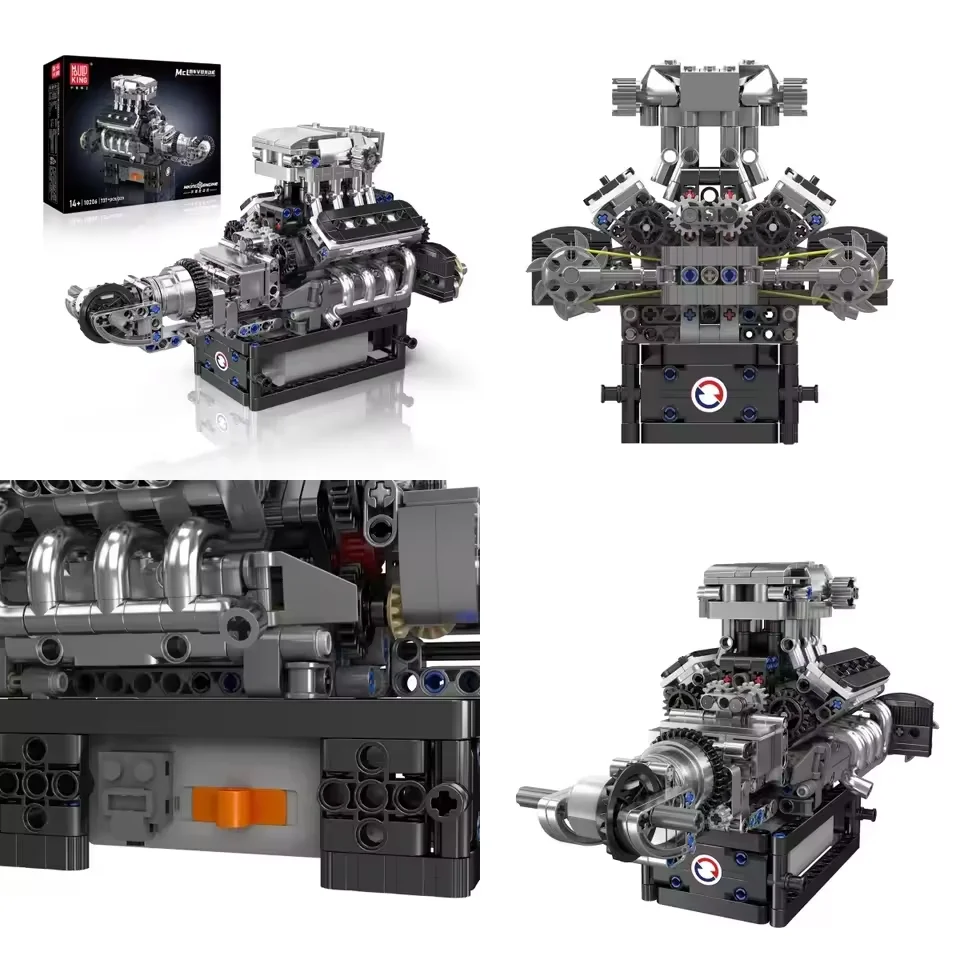 Mould King LSX454 V8 V12 W12 Motor Motorisierte Simulation Modell Elektrisch Antrieb Bausteine Technische Auto Teile Spielzeug Geschenk
