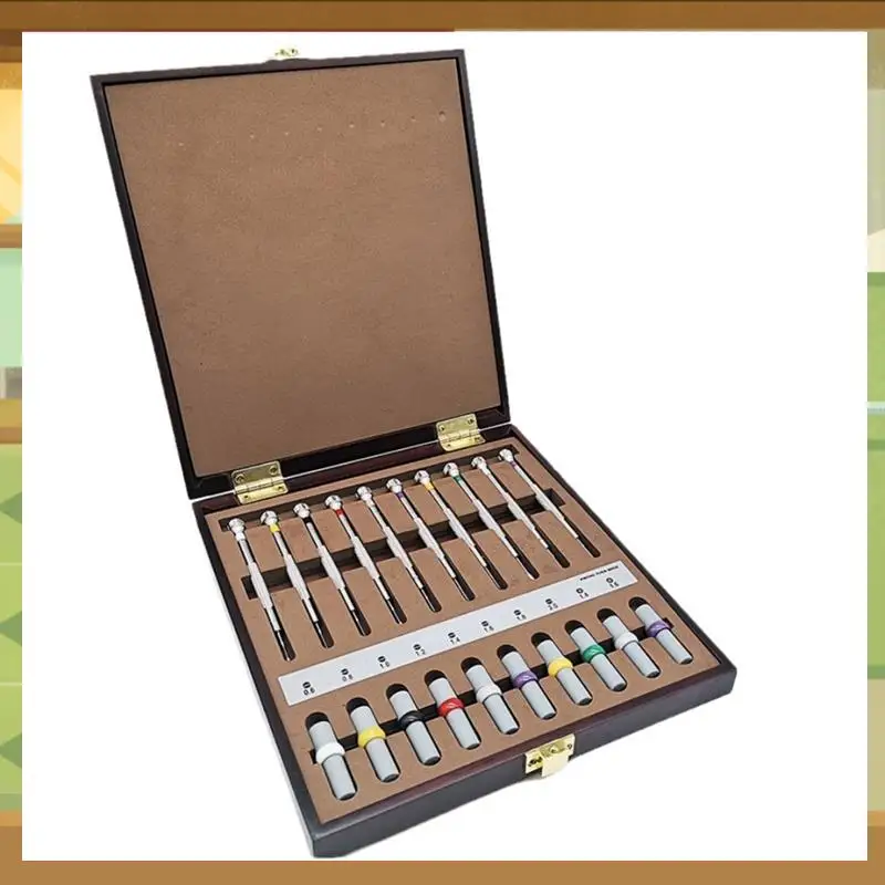 

10PCS Watch Repair Screwdrivers With Weight Sleeves In Wooden Box-BAAX