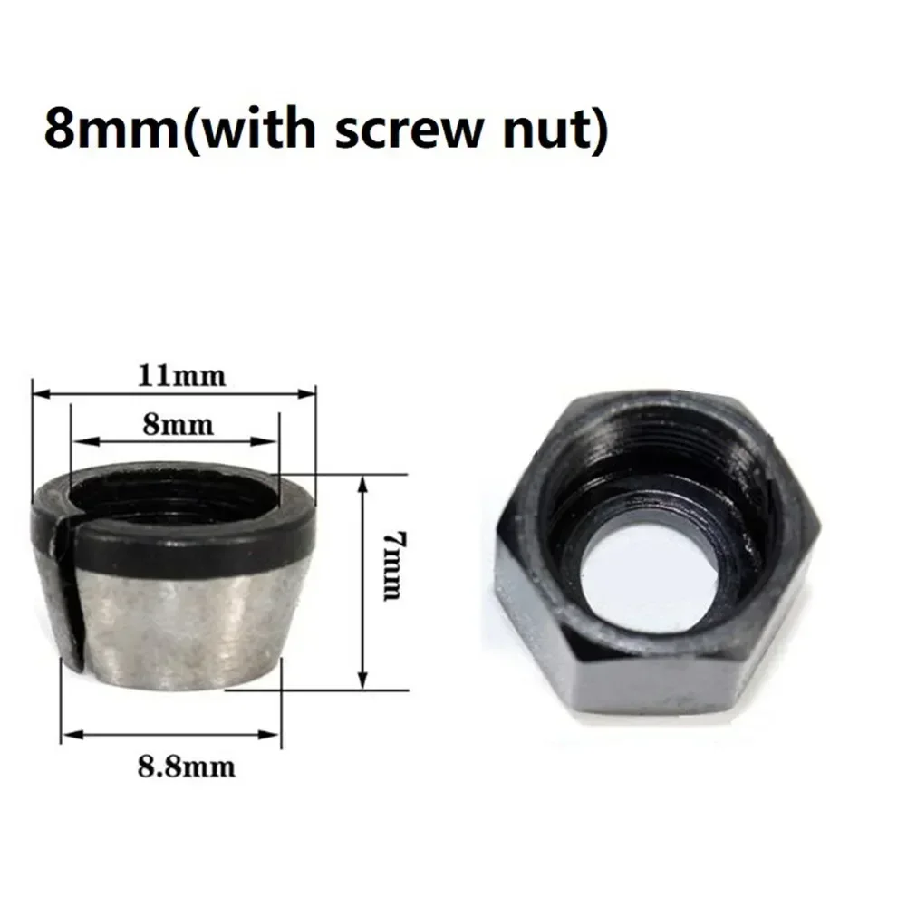 New Collet Chuck Adapter With Nut Carbon Steel For 6mm/6.35mm Chuck Hot Sale 13mm×12mm×8mm/0.51in×0.47in×0.31in