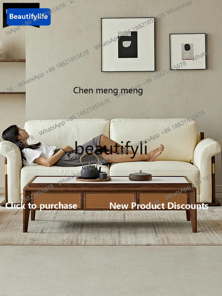 

178CC All solid wood coffee table Nordic living room North American black walnut tea table rock slab tea table