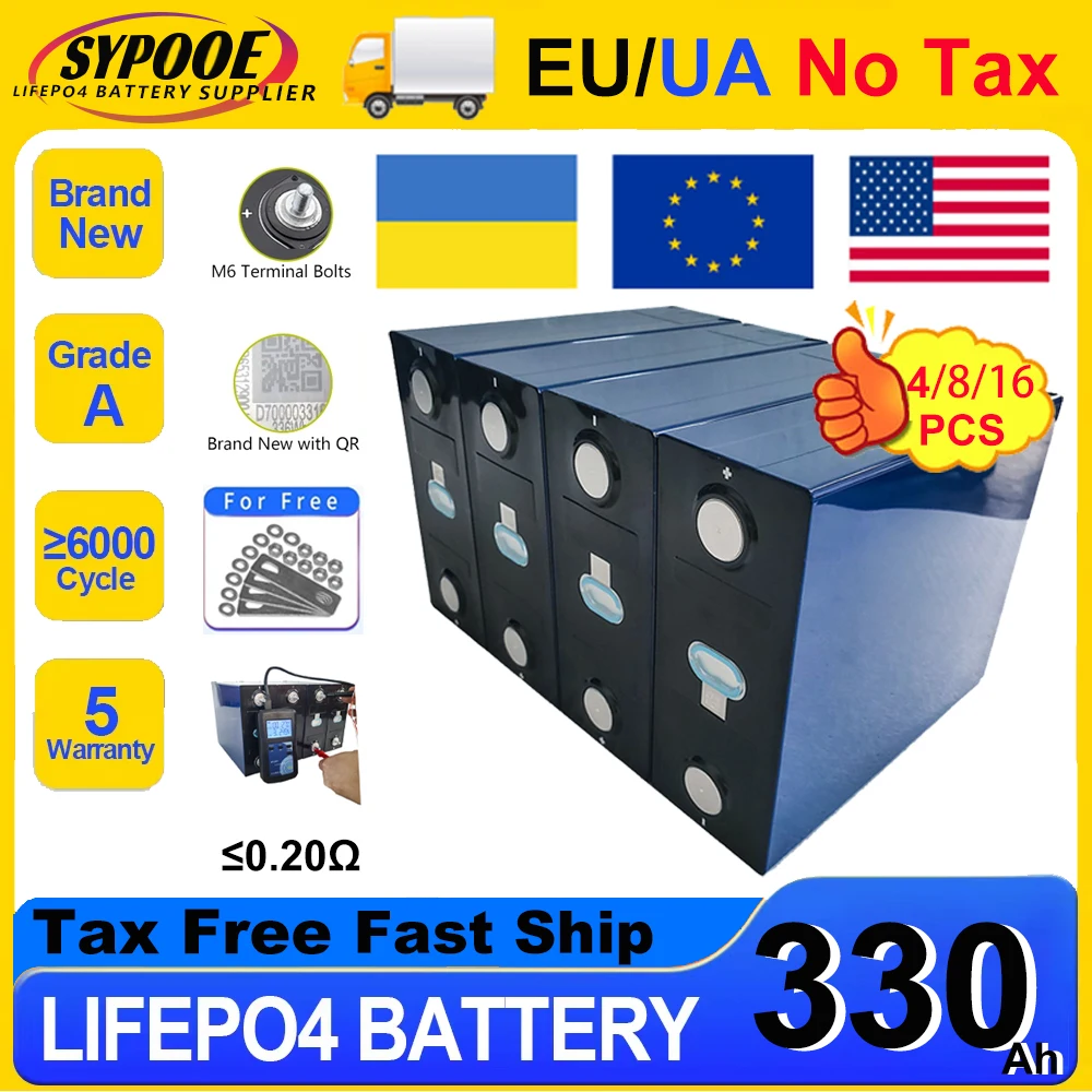 LiFePO4 3.2V 314Ah 280Ah 105Ah Battery Cell Readable QR Code Grade-A 6000+ Cycles DIY 12V 24V 48V Lithium Battery EU UA No Tax