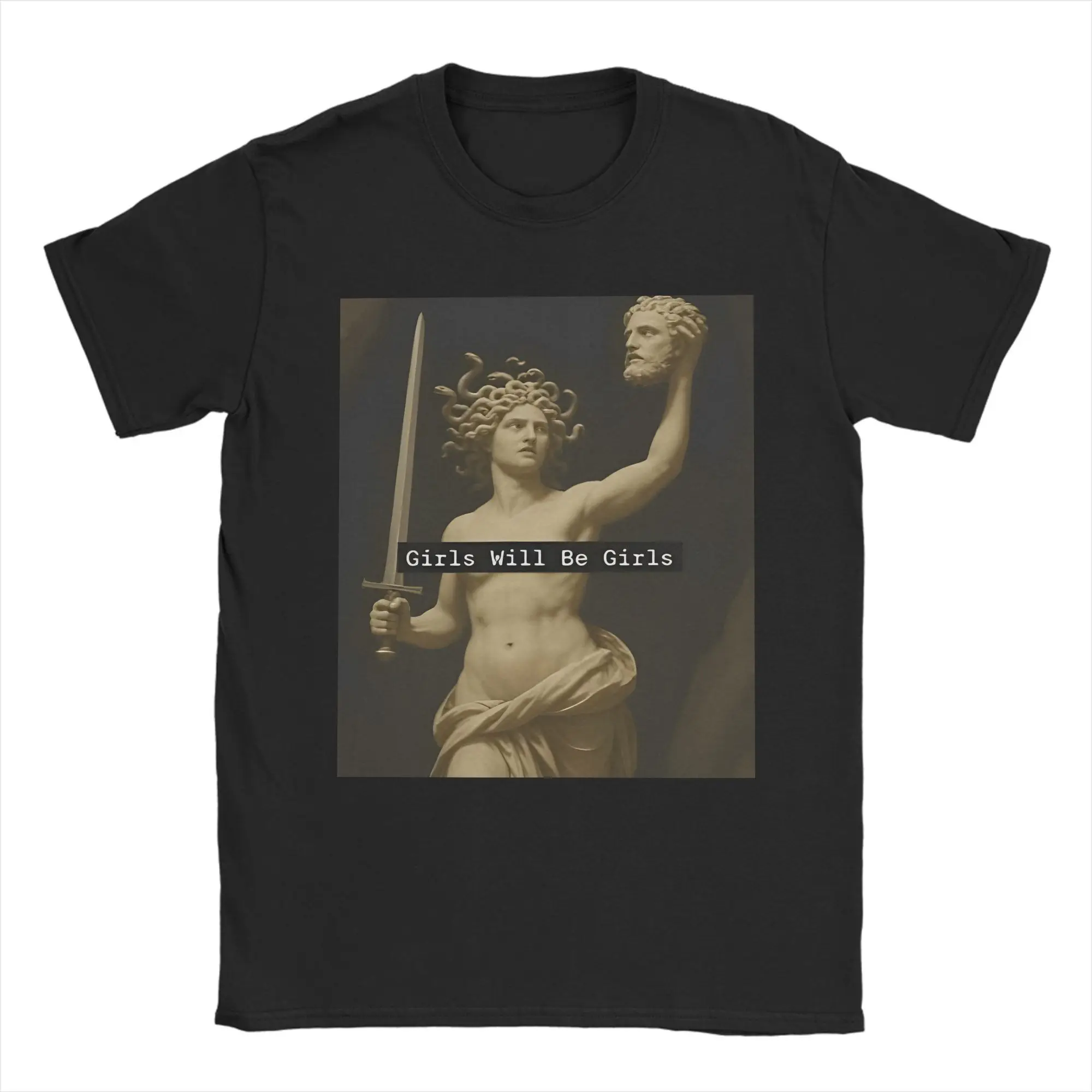 

Girls Will Be Girls Medusa T-Shirt Summer Y2K Casual T-Shirts Cotton Harajuku Tshirt For Man Short Sleeve Casual Top Tees