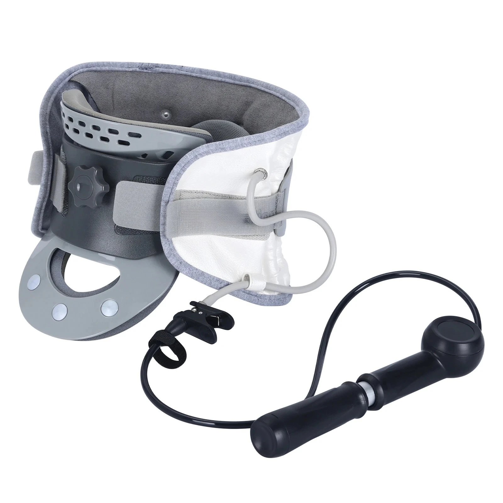 Customizable Traction Device, Neck Stretcher with Air Collar: Neck Pain Relief, Posture Correction & Spine