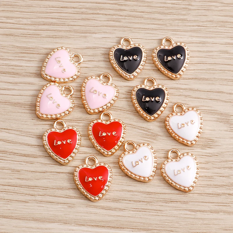 10 stücke niedliche bunte Liebe Herz Charms Anhänger für Schmuck machen Frauen Mode Ohrringe Halsketten Armbänder DIY Handwerk liefert – Detail 9