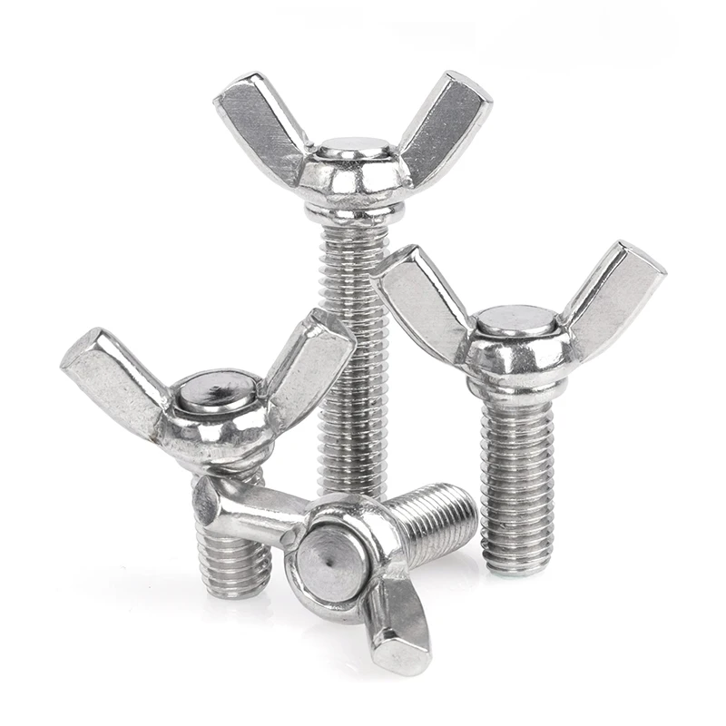 304 Stainless Steel Butterfly Bolt Screw M3 M4 M5 M6 M8 M10 M12 Thumb Wing Screws Hand Tighten Bolts 6mm-60mm Length