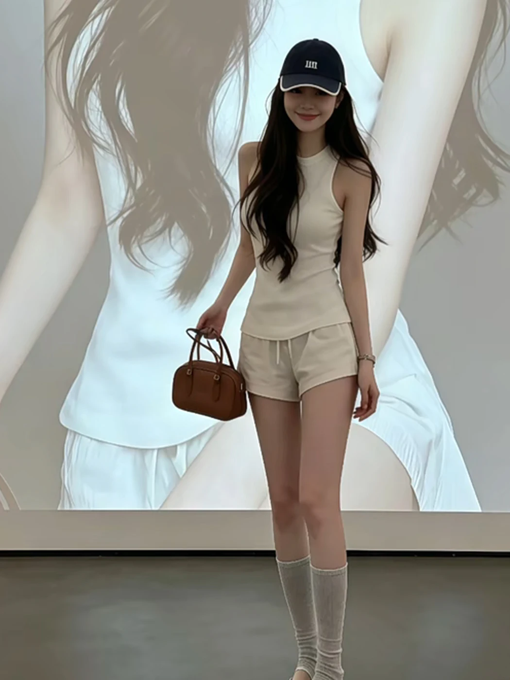 

White Sleeveless Vest Women's Summer Korean Style Fashion Simple Short Outerwear Innerwear Versatile High Waist Shorts Set
