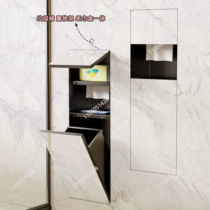 

Скрытая ниша из нержавеющей стали, встроенный мусорный бак, боковая коробка для туалета, настенный шкаф