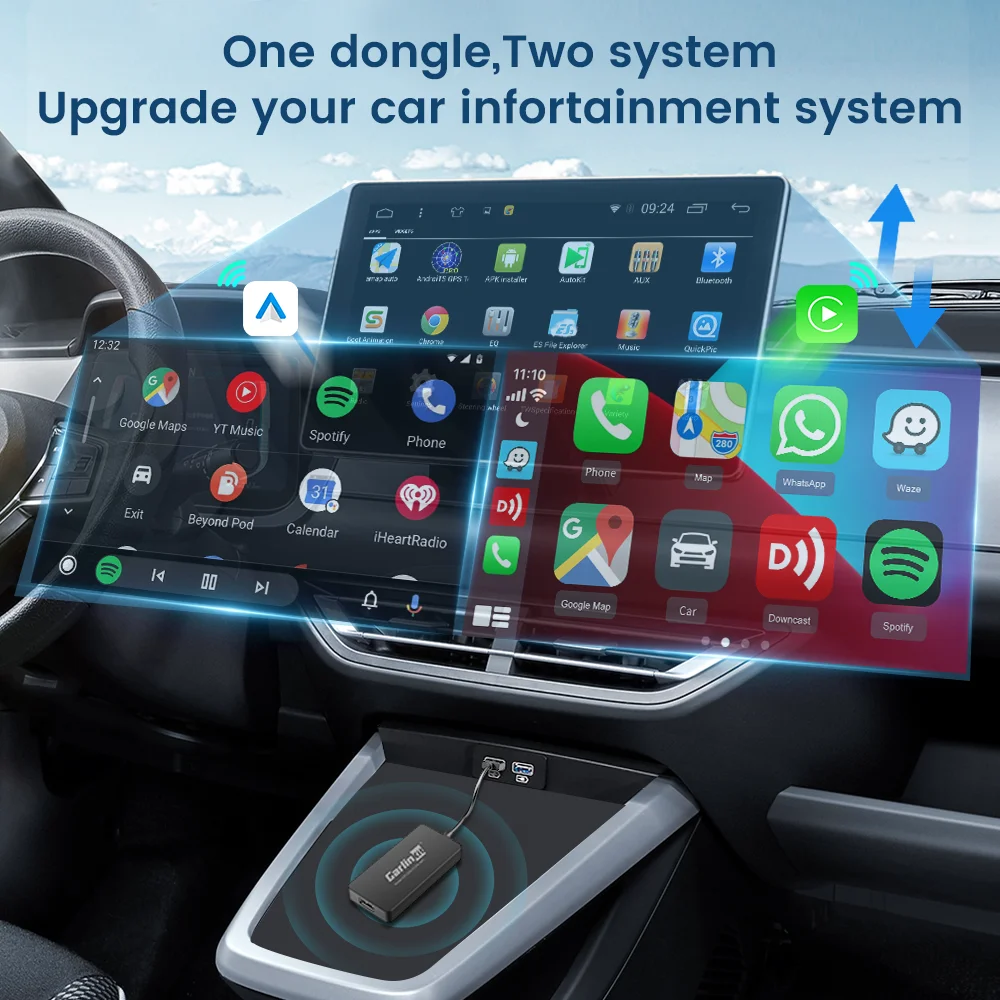 Carlinkit Wireless Android Auto Wireless CarPlay Dongle Mirror Connection for Modify Android System Screen Ariplay Smart Link