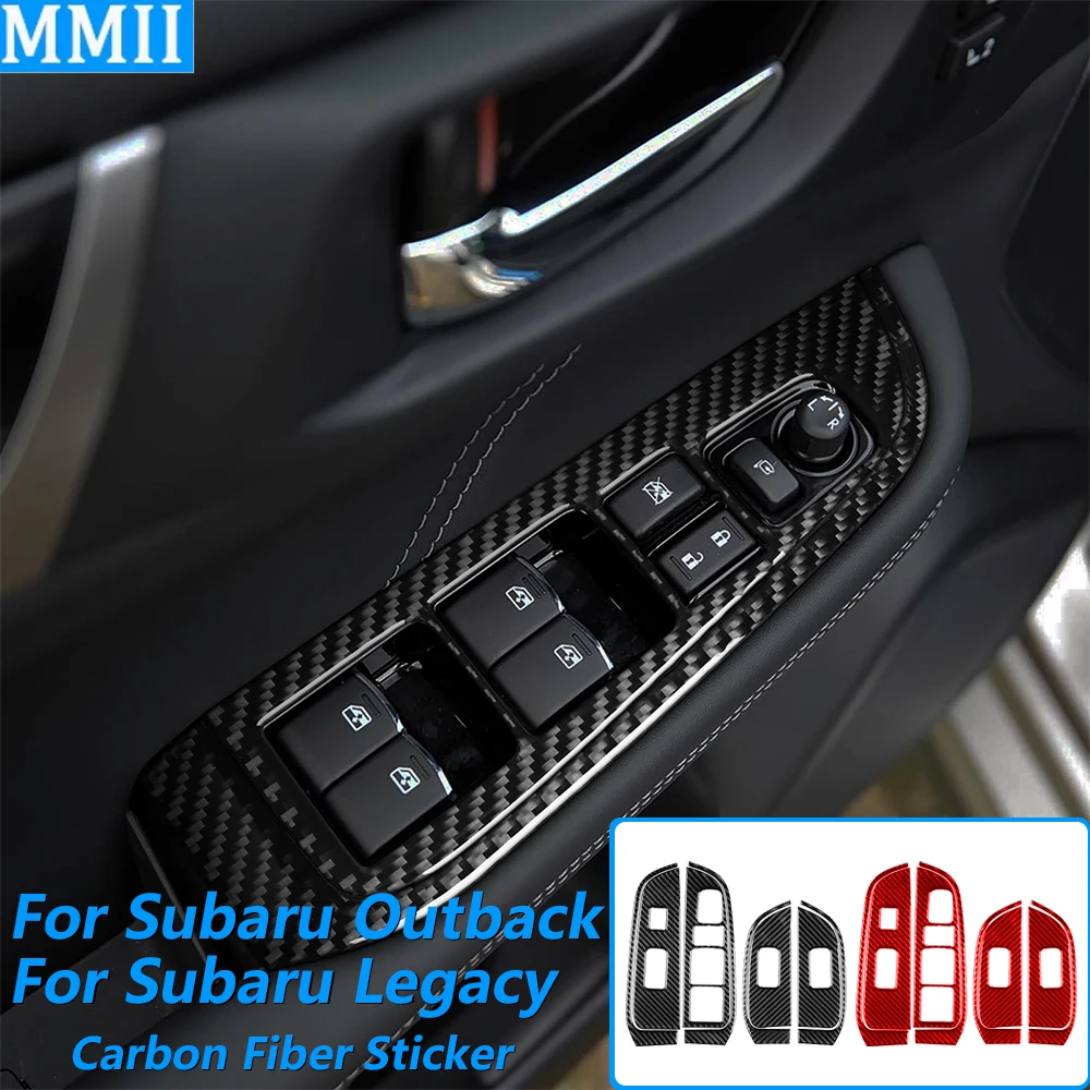 

For Subaru Outback Legacy 2015-2017 Carbon Fiber Window Lift Button Control Panel Cover Trim Car Accessories Decoration Sticker